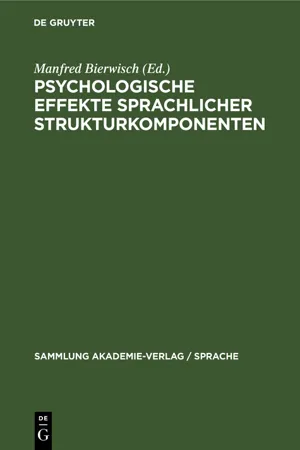 Psychologische Effekte sprachlicher Strukturkomponenten