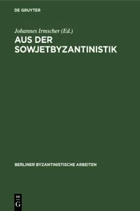 Aus der Sowjetbyzantinistik_cover