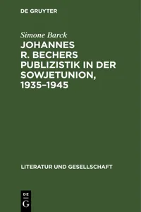 Johannes R. Bechers Publizistik in der Sowjetunion, 1935–1945_cover