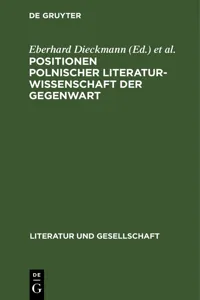 Positionen polnischer Literaturwissenschaft der Gegenwart_cover