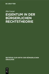 Eigentum in der Bürgerlichen Rechtstheorie_cover