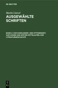 Zur Karolinger- und Ottonenzeit, zum hohen und späten Mittelalter, zur Literaturgeschichte_cover