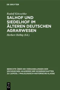 Salhof und Siedelhof im älteren deutschen Agrarwesen_cover