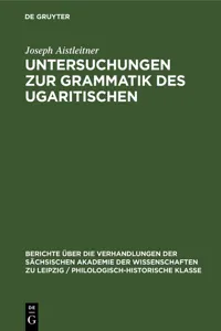 Untersuchungen zur Grammatik des Ugaritischen_cover