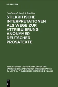 Stilkritische Interpretationen als Wege zur Attribuierung anonymer deutscher Prosatexte_cover