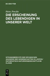 Die Erscheinung des Lebendigen in unserer Welt_cover