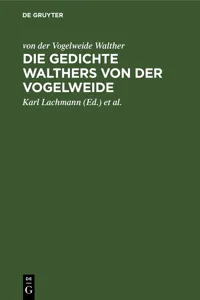 Die Gedichte Walthers von der Vogelweide_cover