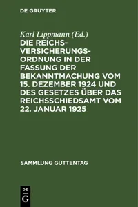 Die Reichsversicherungsordnung in der Fassung der Bekanntmachung vom 15. Dezember 1924 und des Gesetzes über das Reichsschiedsamt vom 22. Januar 1925_cover