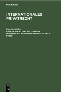 Einleitung. Art 7–9 EGBGB. Internationales Gesellschaftsrecht. Art 11 EGBGB_cover