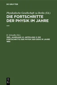 Die Fortschritte der Physik der Erde im Jahre 1885_cover