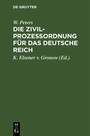 Die Zivilprozeßordnung für das Deutsche Reich