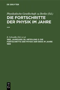 Die Fortschritte der Physik der Erde im Jahre 1883_cover