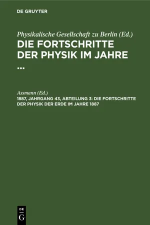 Die Fortschritte der Physik der Erde im Jahre 1887