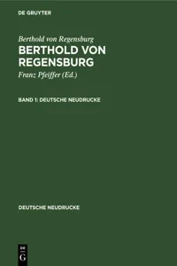 Berthold von Regensburg: Berthold von Regensburg. Band 1_cover