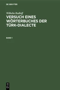 Wilhelm Radloff: Versuch eines Wörterbuches der Türk-Dialecte. Band 1_cover