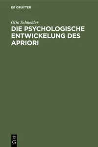 Die psychologische Entwickelung des Apriori_cover