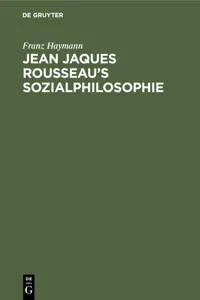Jean Jaques Rousseau's Sozialphilosophie_cover
