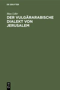 Der vulgärarabische Dialekt von Jerusalem_cover