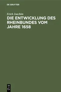 Die Entwicklung des Rheinbundes vom Jahre 1658_cover