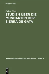 Studien über die Mundarten der Sierra de Gata_cover