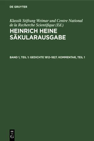 Gedichte 1812–1827. Kommentar, Teil 1