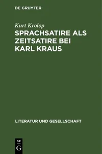 Sprachsatire als Zeitsatire bei Karl Kraus_cover