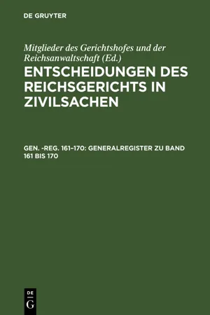 Generalregister zu Band 161 bis 170