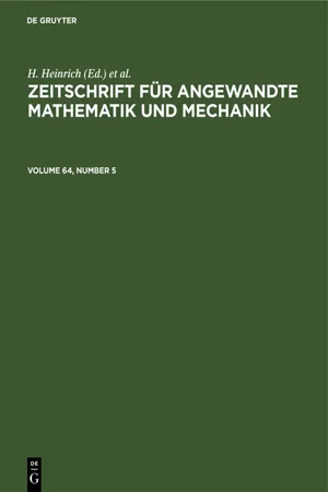 Zeitschrift für Angewandte Mathematik und Mechanik. Volume 64, Number 5