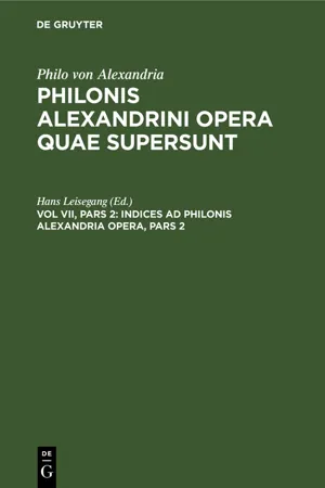 Indices ad Philonis Alexandrini opera, Pars 2