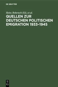 Quellen zur deutschen politischen Emigration 1933–1945_cover