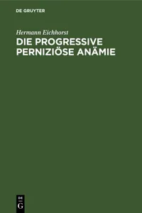 Die progressive perniziöse Anämie_cover