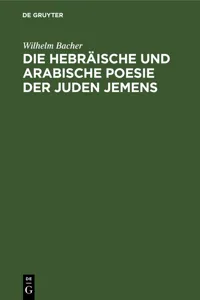 Die hebräische und arabische Poesie der Juden Jemens_cover