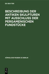 Beschreibung der Antiken Skulpturen mit Ausschluss der pergamenischen Fundstücke_cover