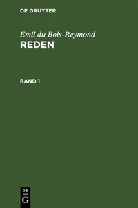 Emil du Bois-Reymond: Reden. Band 1_cover