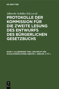 Allgemeiner Theil und Recht der Schuldverhältnisse Abschn. I, Abschn. II Tit. I._cover