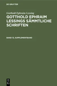 Gotthold Ephraim Lessing: Gotthold Ephraim Lessings Sämmtliche Schriften. Band 13, Supplementband_cover