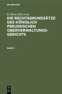 Die Rechtsgrundsätze des Königlich Preussischen Oberverwaltungsgerichts. Band 2_cover