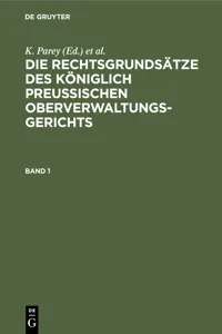 Die Rechtsgrundsätze des Königlich Preussischen Oberverwaltungsgerichts. Band 1_cover