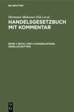 Buch I und II (Handelsstand, Gesellschaften)