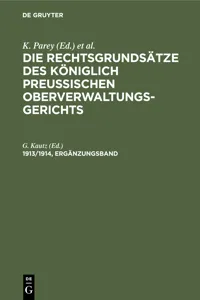 Die Rechtsgrundsätze des Königlich Preussischen Oberverwaltungsgerichts. 1913/1914, Ergänzungsband_cover