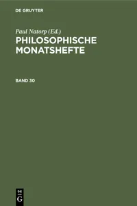 Philosophische Monatshefte. Band 30_cover