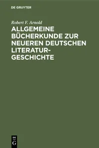 Allgemeine Bücherkunde zur neueren deutschen Literaturgeschichte_cover