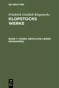 [Oden. Gestliche Lieder. Epigramme]_cover