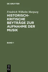 Friedrich Wilhelm Marpurg: Historisch-kritische Beyträge zur Aufnahme der Musik. Band 1_cover