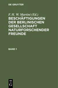 Beschäftigungen der Berlinischen Gesellschaft Naturforschender Freunde. Band 1_cover