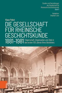 Die Gesellschaft für Rheinische Geschichtskunde_cover