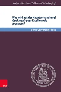 Was wird aus der Hauptverhandlung? Quel avenir pour l'audience de jugement?_cover