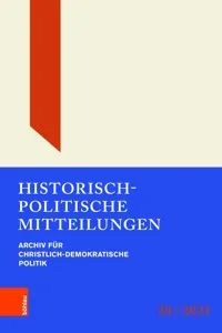 Historisch-Politische Mitteilungen. Archiv für Christlich-Demokratische Politik._cover