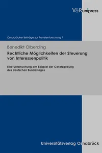 Rechtliche Möglichkeiten der Steuerung von Interessenpolitik_cover