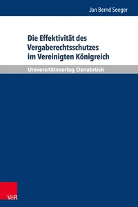 Die Effektivität des Vergaberechtsschutzes im Vereinigten Königreich_cover